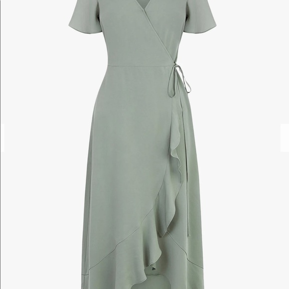 Oasis chiffon wrap dress khaki size UK6/US0 (John lewis) - Picture 4 of 7